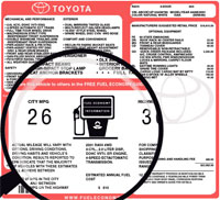 Fuel Economy Window Sticker